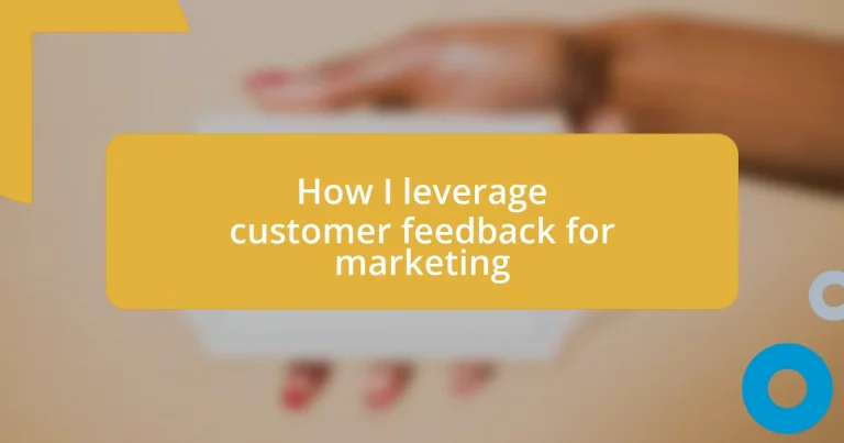 How I leverage customer feedback for marketing