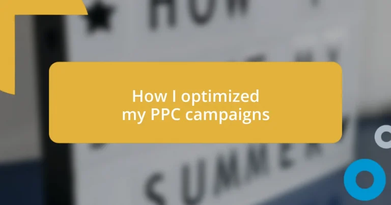 How I optimized my PPC campaigns