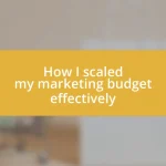 How I scaled my marketing budget effectively