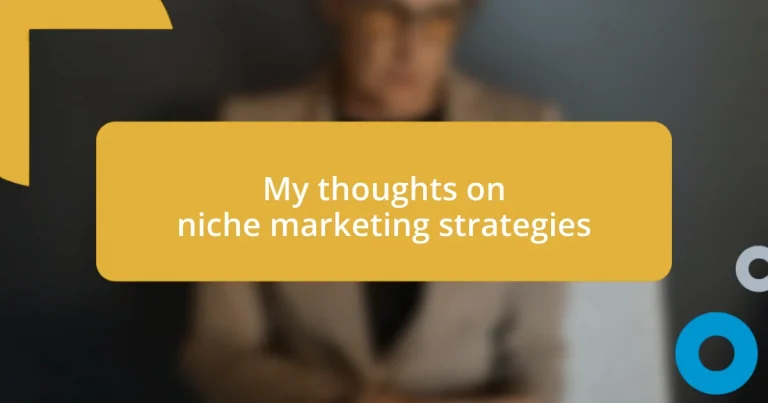 My thoughts on niche marketing strategies