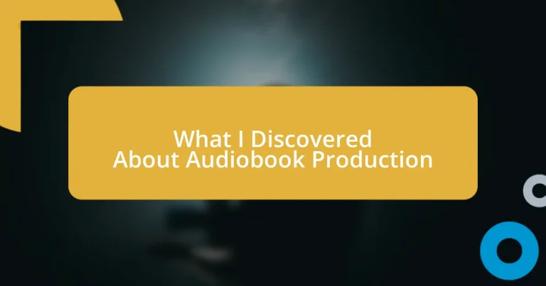 What I Discovered About Audiobook Production