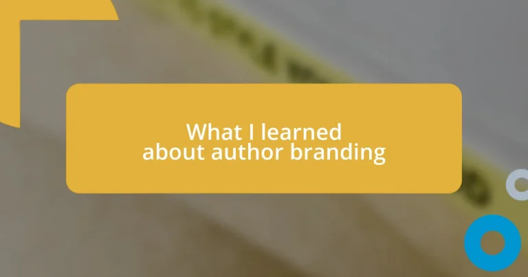 What I learned about author branding