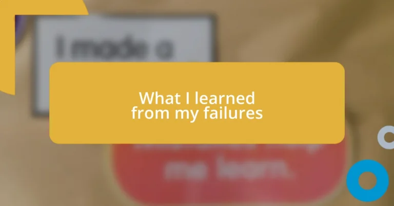 What I learned from my failures